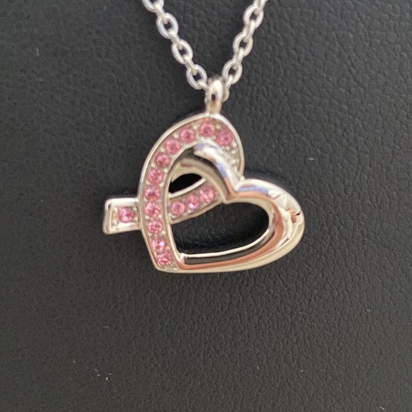 NWOT Breast cancer pink ribbon heart necklace - Picture 2 of 4